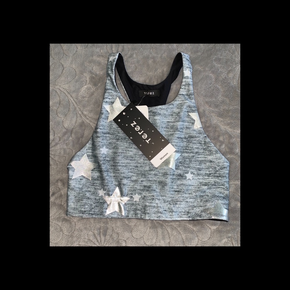 TEREZ grey with stars sports bra top